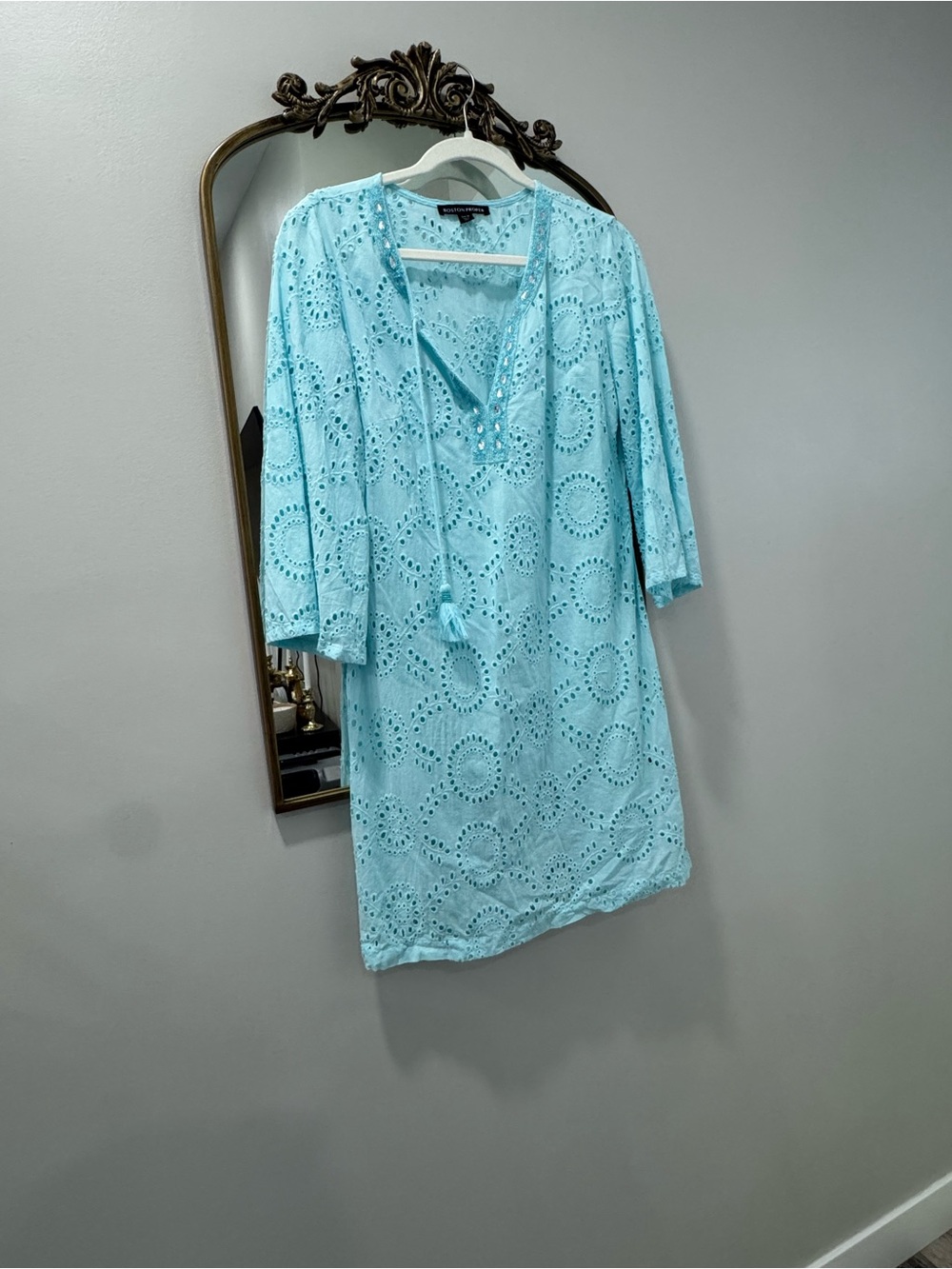 Boston Proper Light Blue Eyelet Swim Cover-Up Tunic